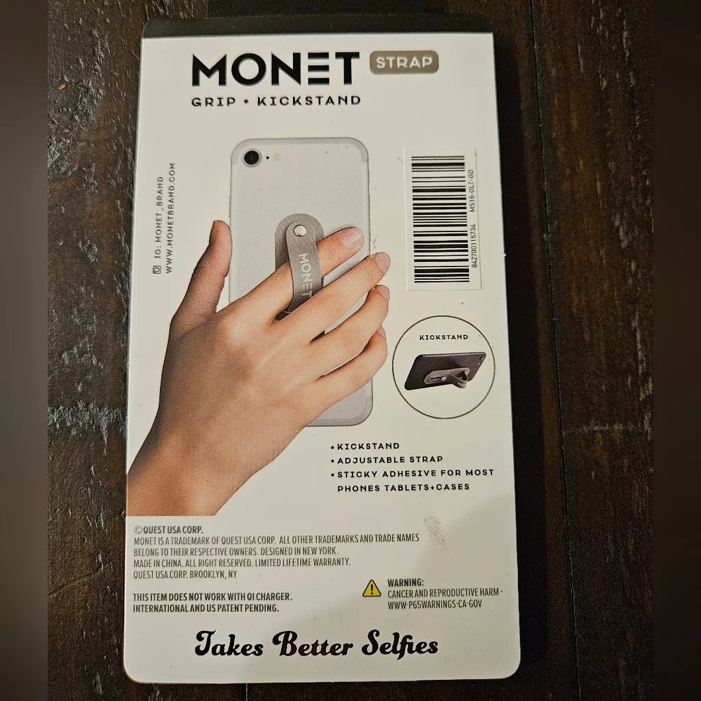 Glitter Gold Monet Smartphone Strap Grip Kickstand, New in Factory Sealed Pack
